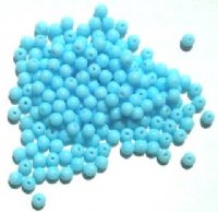 200 4mm Opaque Light Blue Round Glass Beads